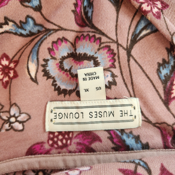 The Muses Lounge French Terry Zip-Front Full Zip Jacket Mauve Floral X-Large - Picture 15 of 16